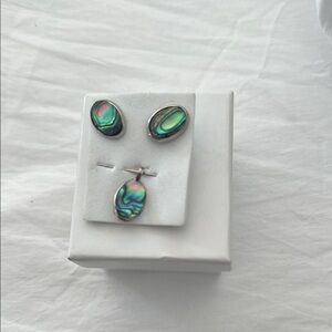 Sterling silver earrings an pendent Abalone Shell Jewelry Set